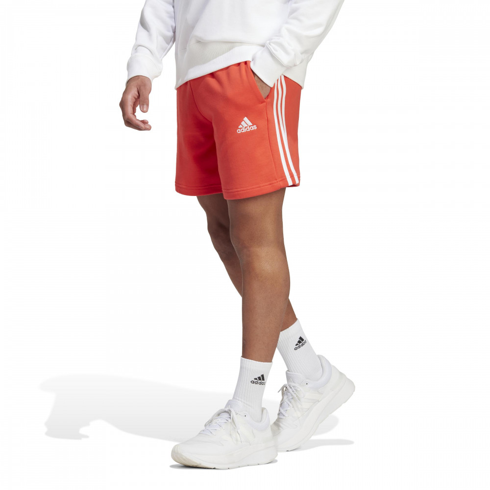 Adidas Essentials French Terry 3-Stripes Shorts - RED