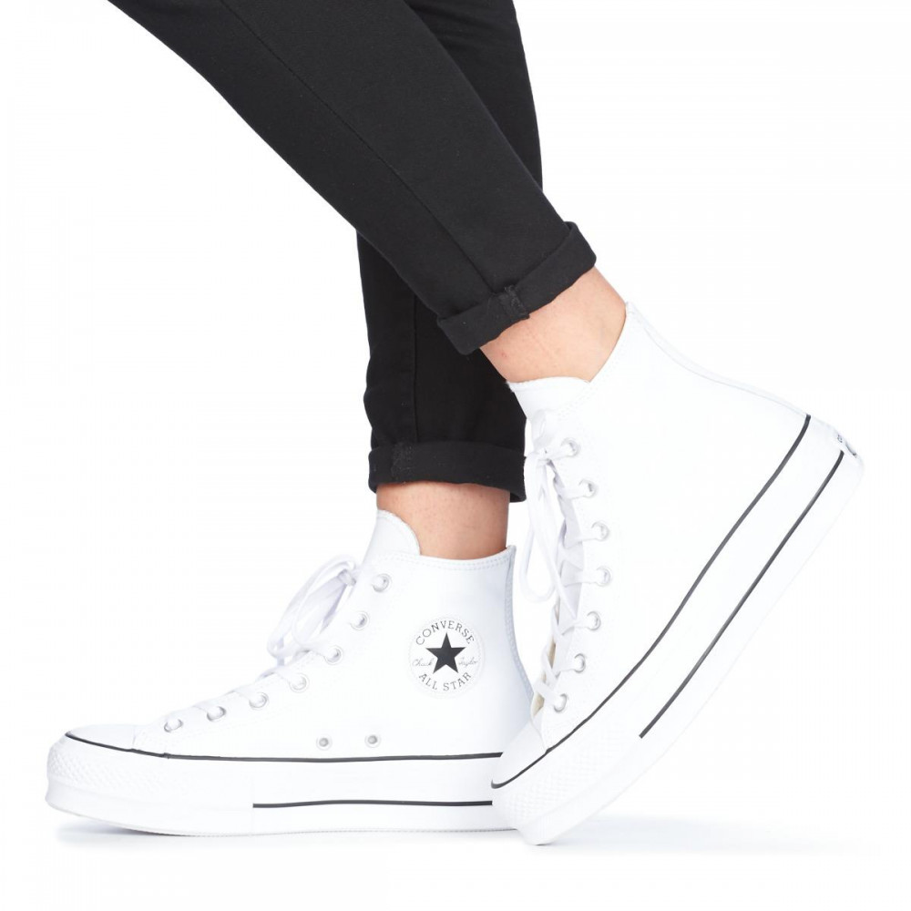Converse CHUCK TAYLOR ALL STAR LIFT CLEAN LEATHER HI - WHITE