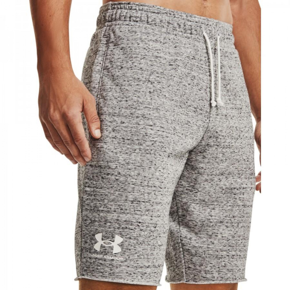 Under Armour RIVAL TERRY SHORTS - WHITE/GREY