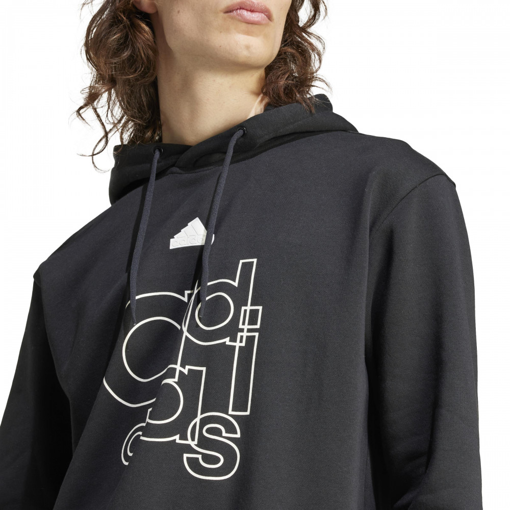 Adidas Graphic Print Fleece Hoodie - BLACK