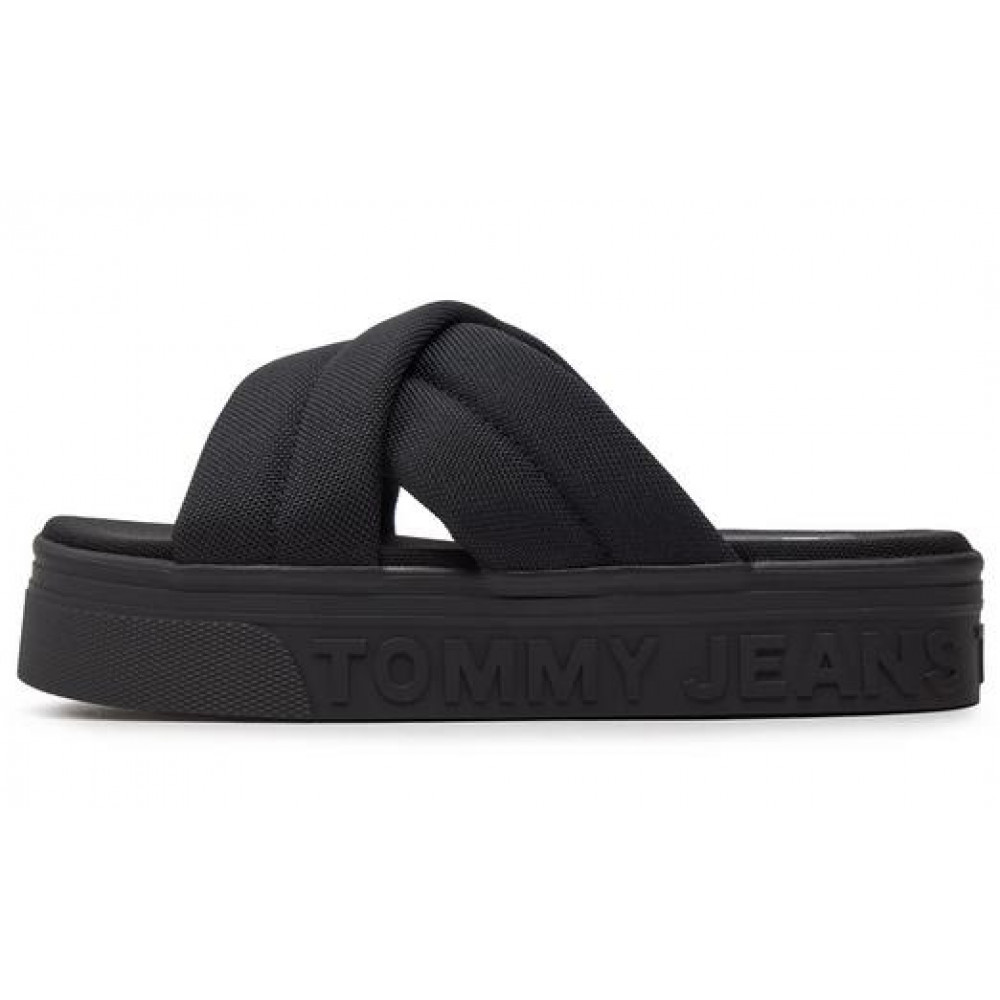 Tommy Hilfiger Tjw Lettering Flatform Sandal - Black